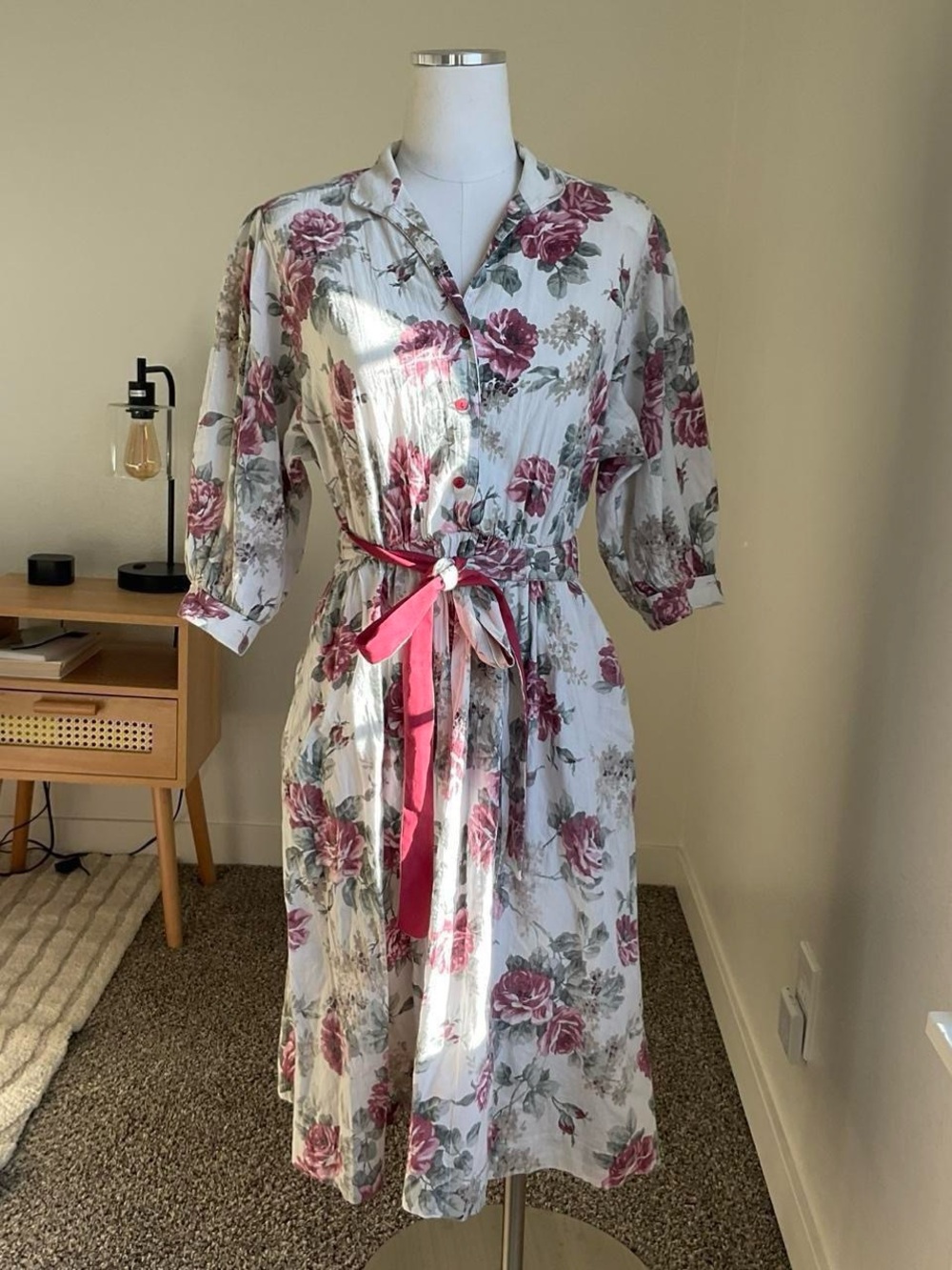 Vintage 80s Cottagecore Rose Dress Size 10